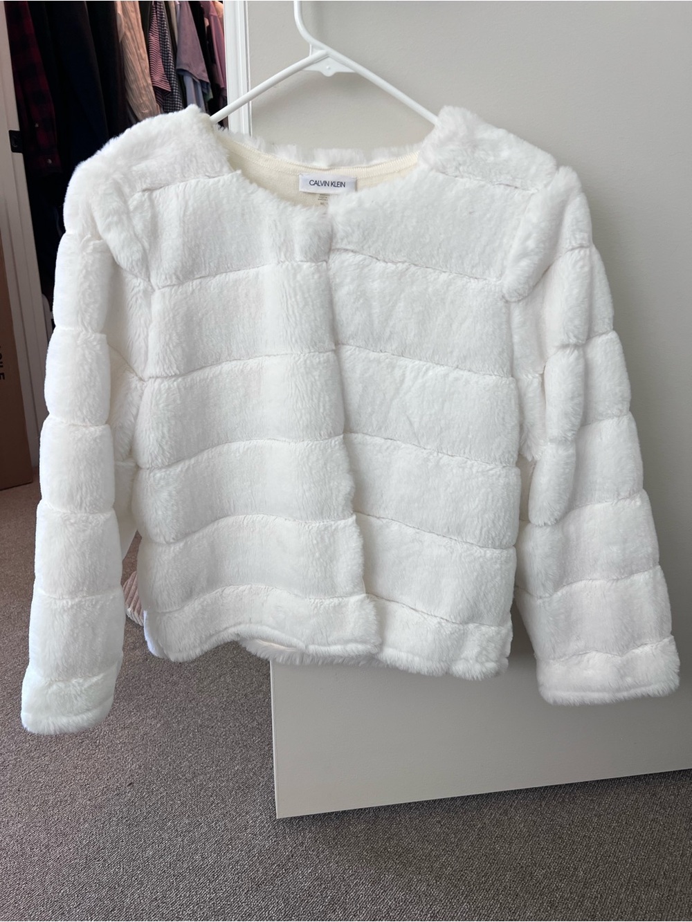 Calvin Klein White Faux Fur Jacket